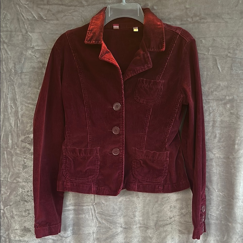 Bill Blass Dark Wine Burgundy Corduroy Blazer